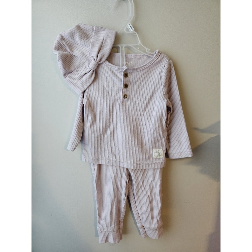 Carter's Baby Girl's 3-Piece Ribbed Set Lavender Purple Size 6 Months